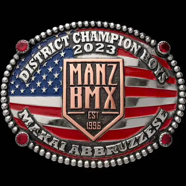 God Bless America! Show off your American Pride with the Washington Belt Buckle. Featuring the American Flag, with customizable silver lettering and copper logo, ranch brand or image!